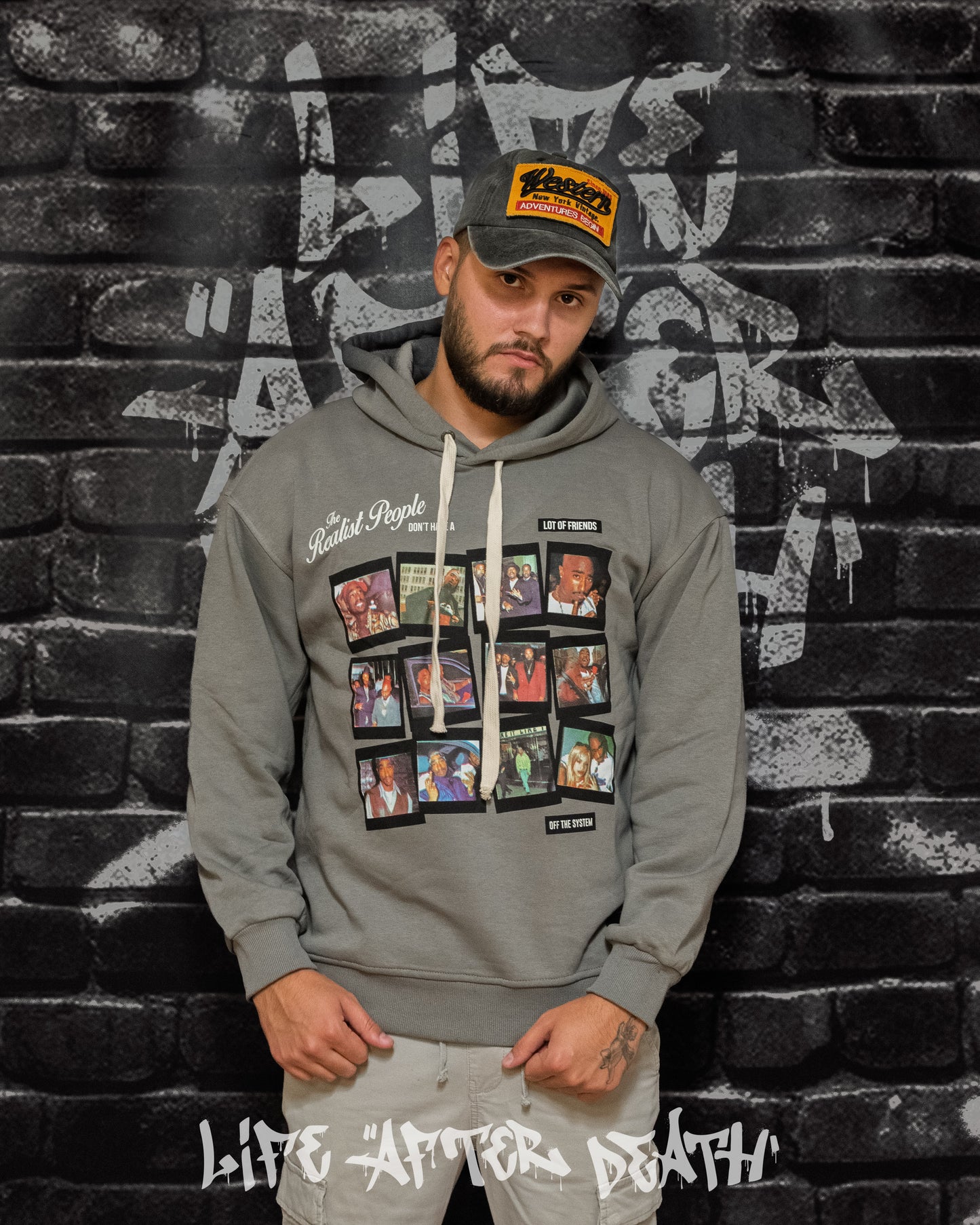 Tupac Square Grey Regular Fit Hoodie