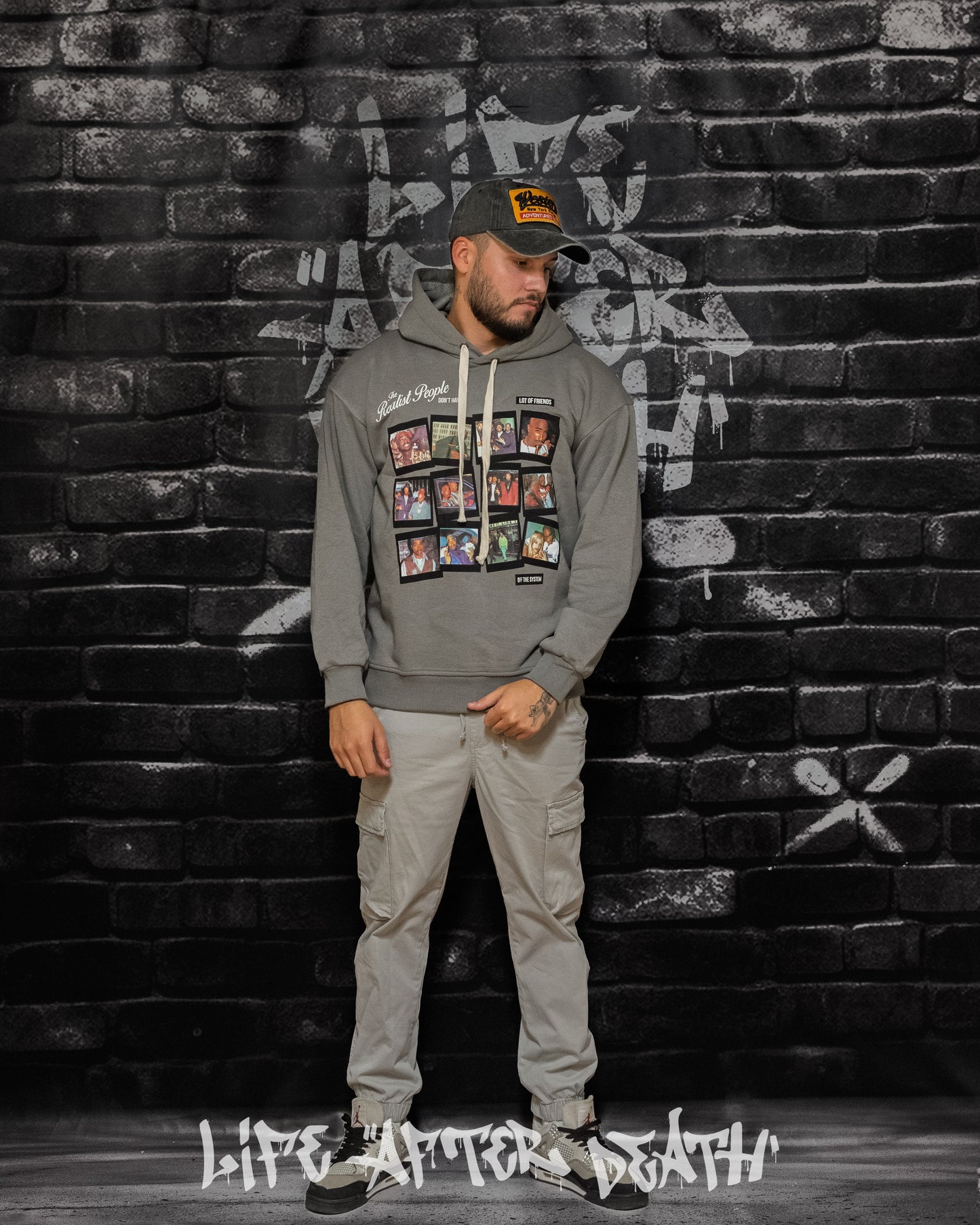 Tupac Square Grey Regular Fit Hoodie