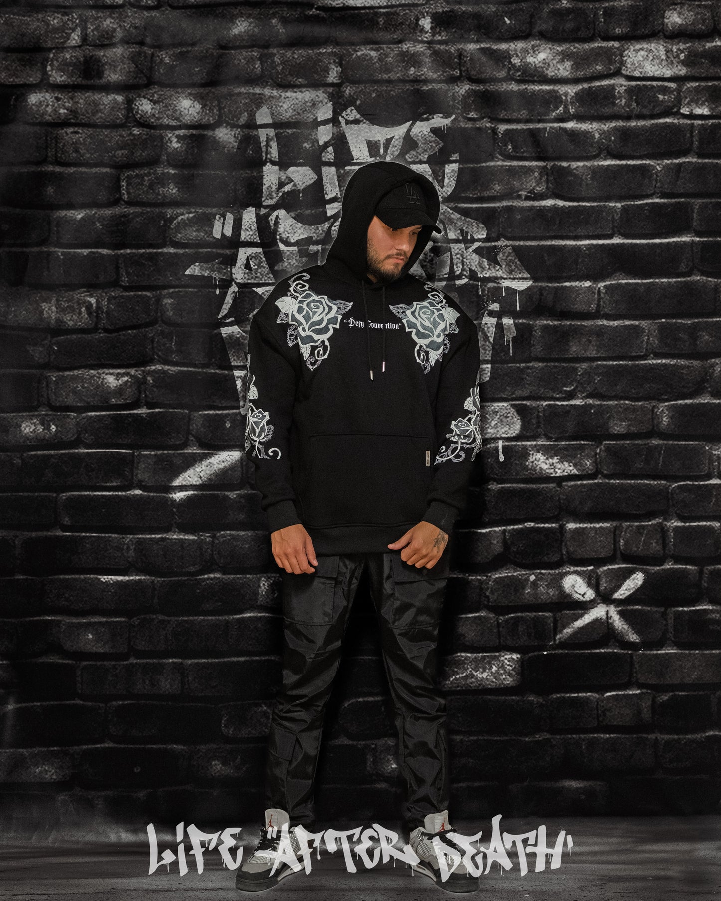 Defy Convention Black Oversized Hoodie