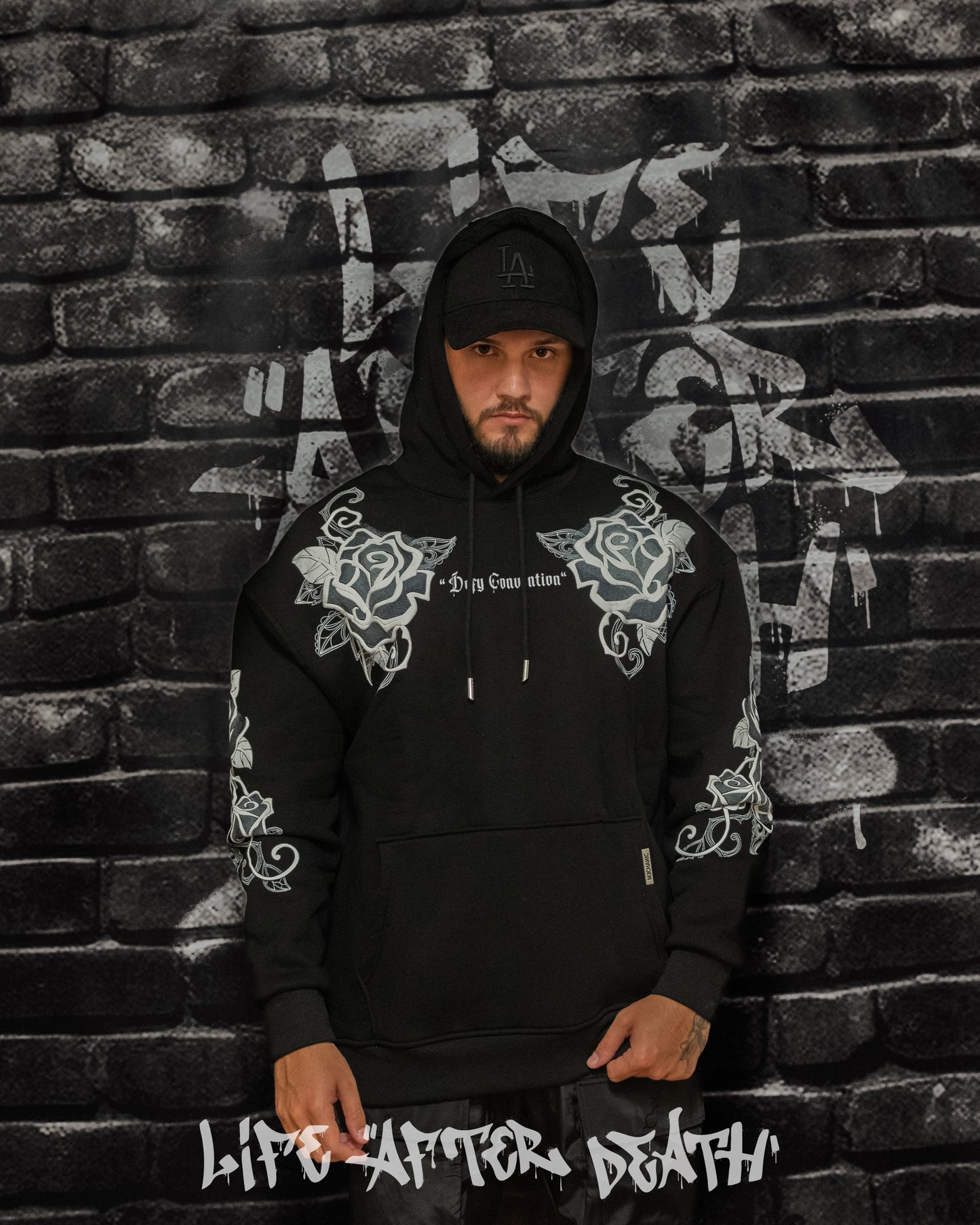 Defy Convention Black Oversized Hoodie